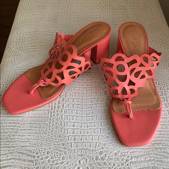 Via Uno coral block heel sandals - Picture 1 of 7